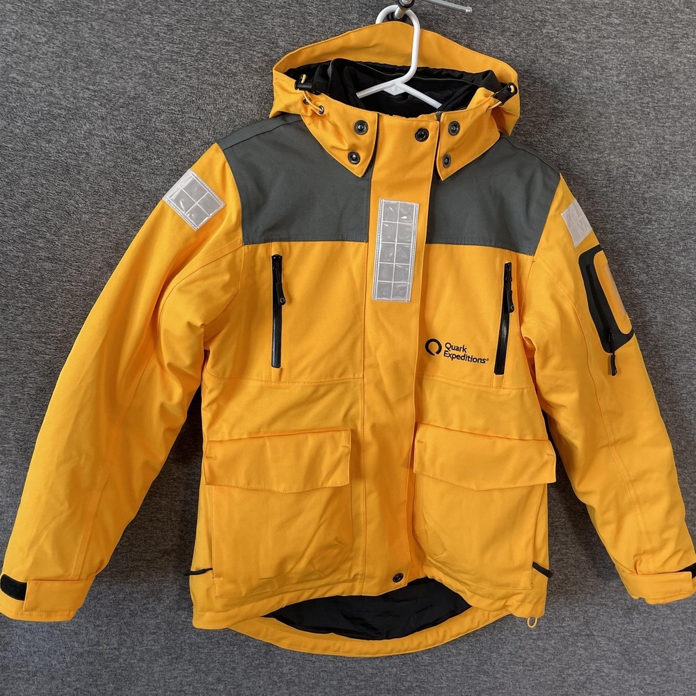 Quark Expeditions Jacket Womens Medium Yellow Hooded Polar Parka Insulated Ski